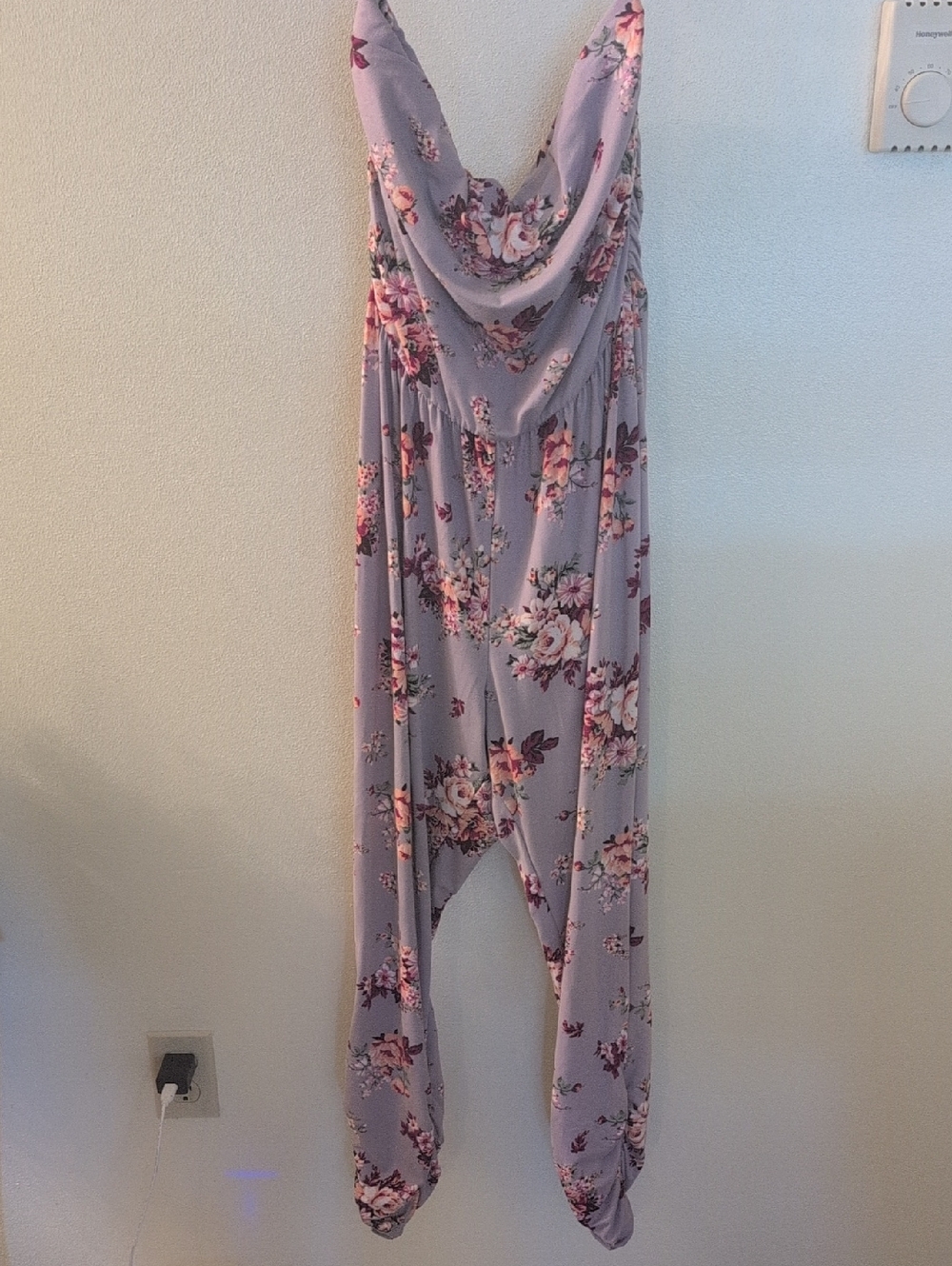 Floral Lavender Draped Jumpsuit for Women